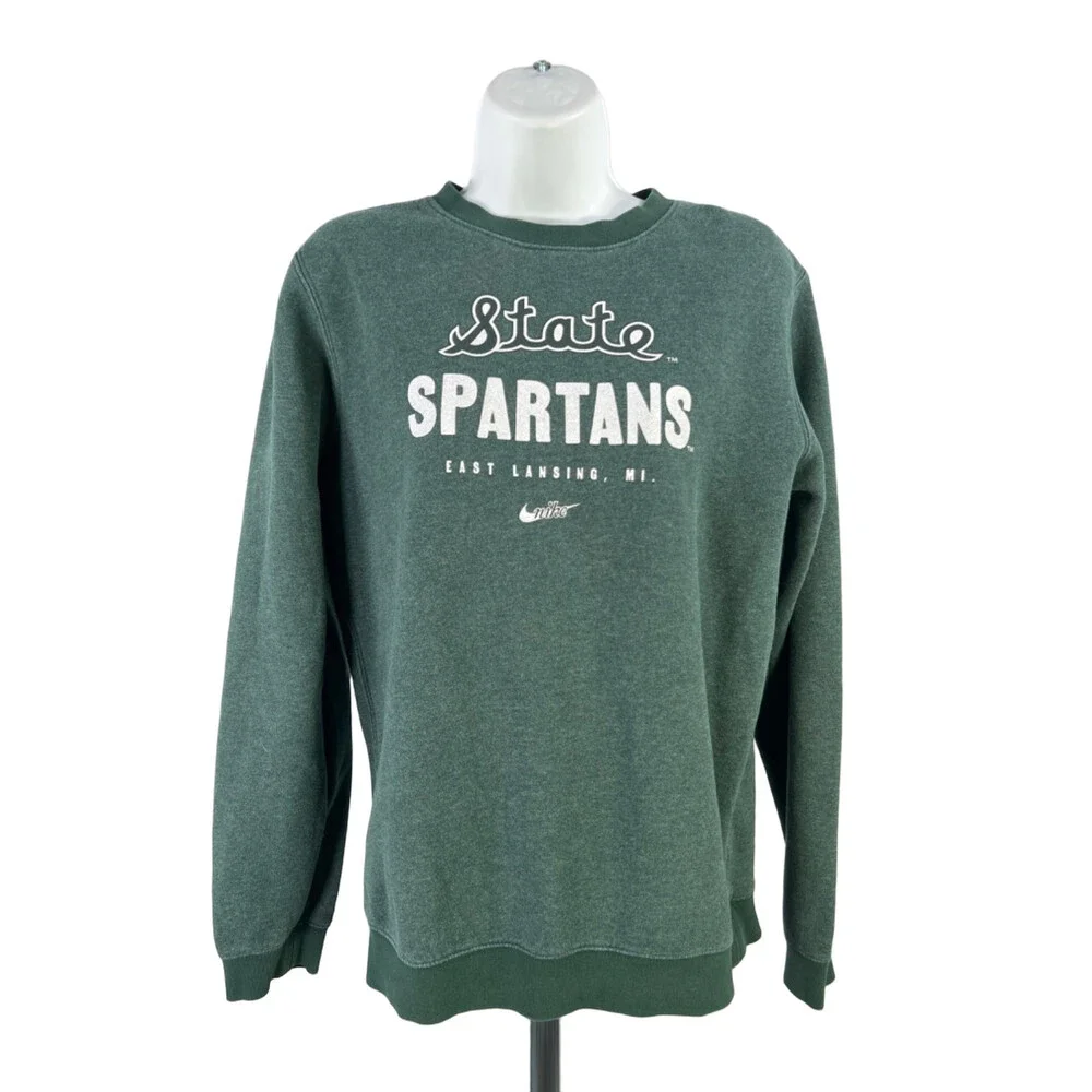 Nike Women's Green Fleece Michigan State Spartans Long Sleeve Sweatshirt - S
